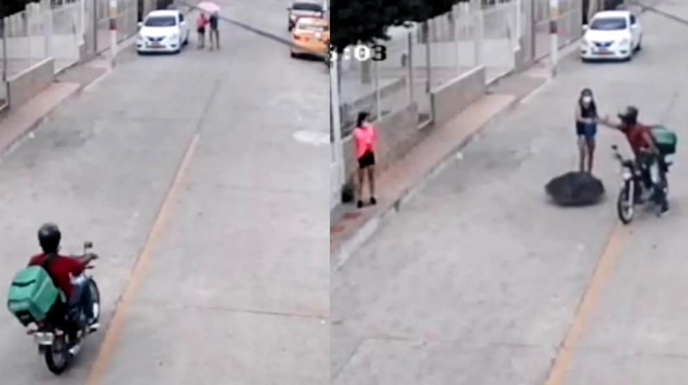 Momento del atraco en el barrio Buena Esperanza.