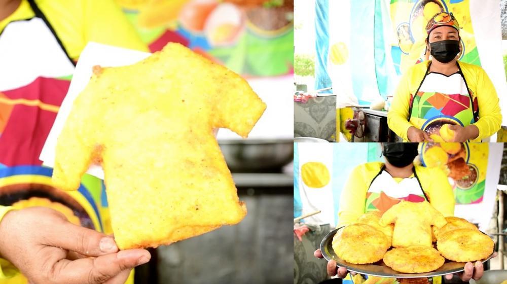 Luz Mery Zambrano Coronado hizo la arepa con forma de camiseta de Selección Colombia.
