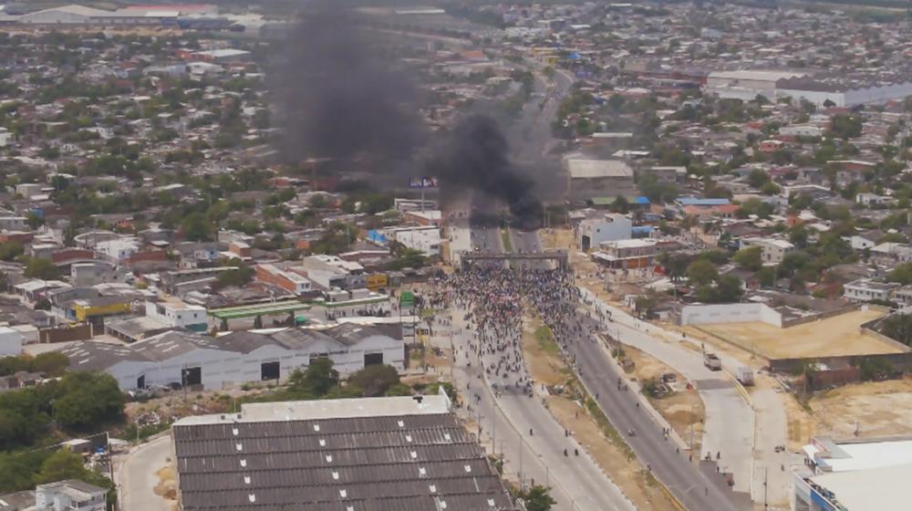 Imagen aérea de las protestas
