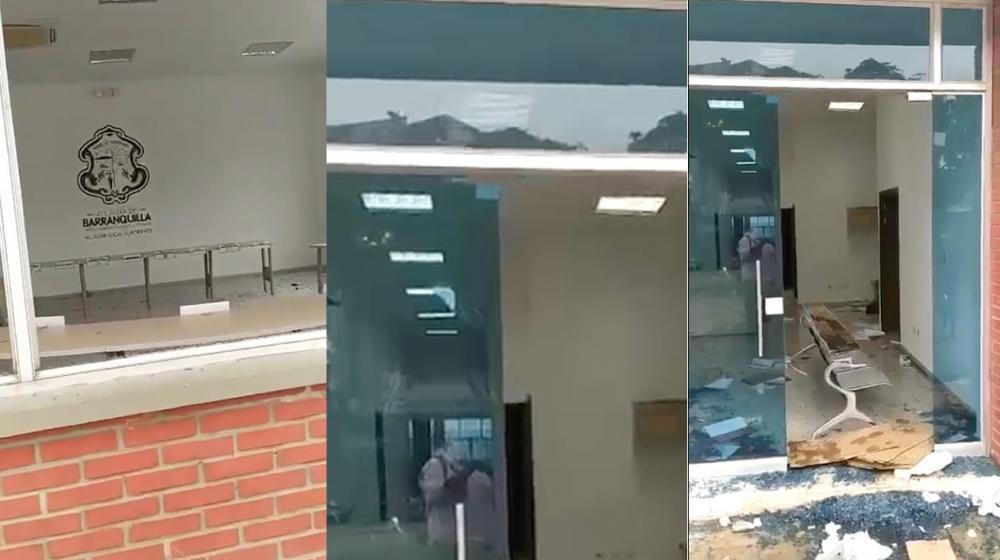 Vandalismo, saqueo, destrucción y robo en la Alcaldía del Suroriente de Barranquilla.
