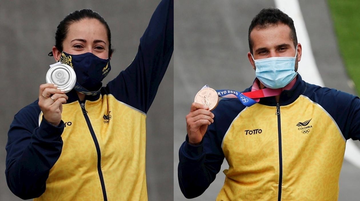 Mariana Pajón y Carlos Ramírez.