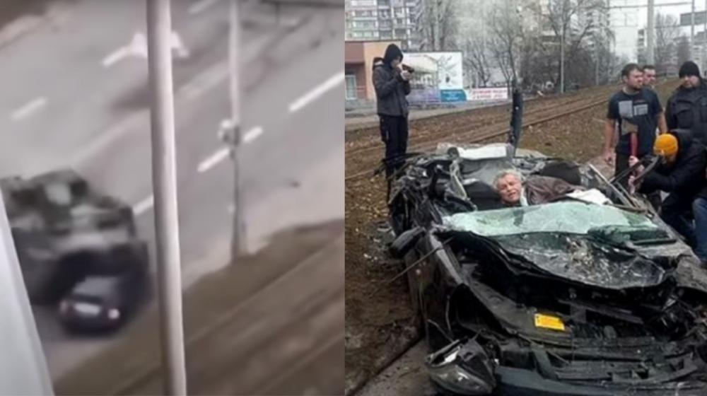 Imágenes del ataque del tanque y el herido.