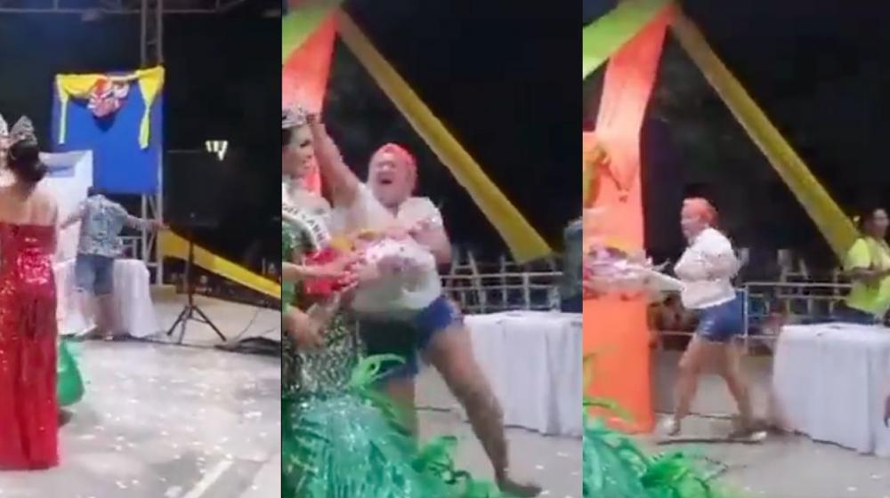 Momentos del bochornoso incidente en la velada de coronación.
