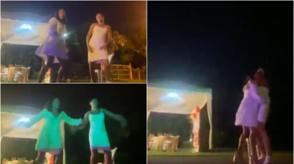 Las jóvenes bailaban al momento del sismo.