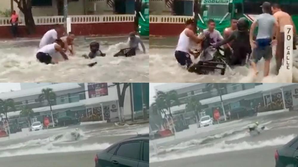 Rescatan dos motos de domiciliarios arrastradas por arroyos en el norte  