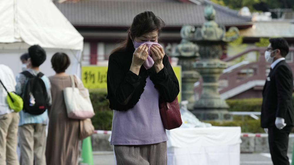 El velatorio del ex primer ministro japonés Shinzo Abe en el templo budista de Zojoji en Tokio. 