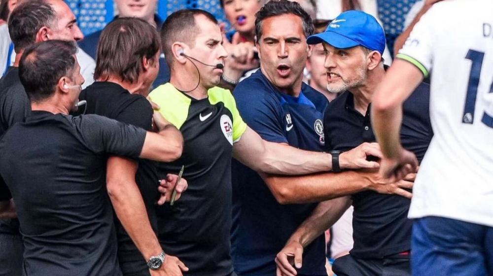 Momento de la pelea entre Thomas Tuchel y Antonio Conte.