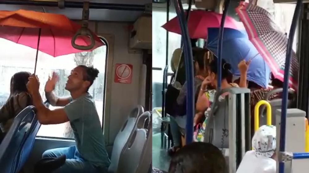 Pasajeros de Transmetro, a sacar paraguas.