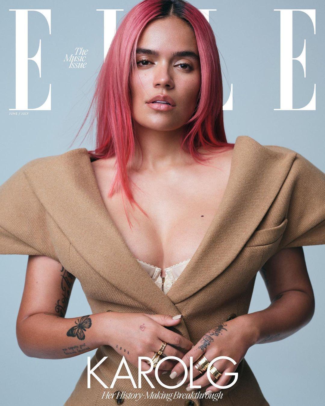 La cantante Karol G será la portada de la revista 'Elle' para junio y julio.