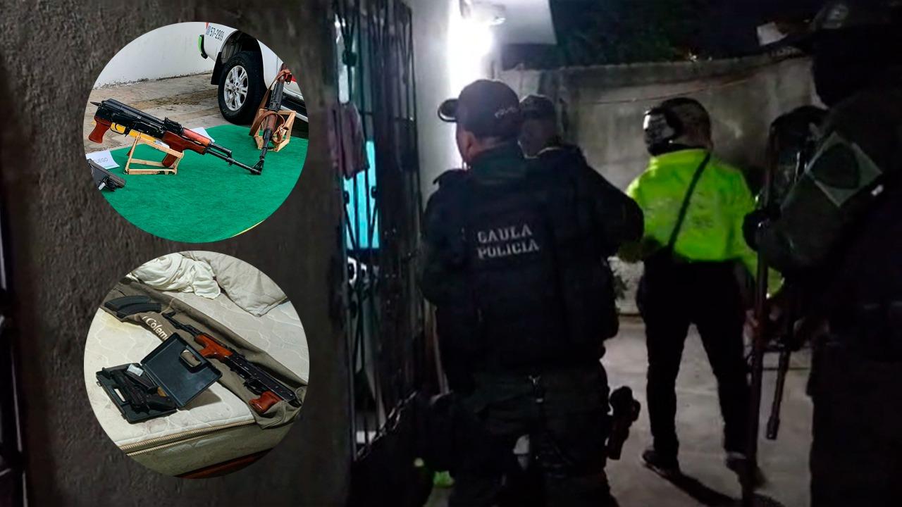 Imágenes del operativo y de las armas.