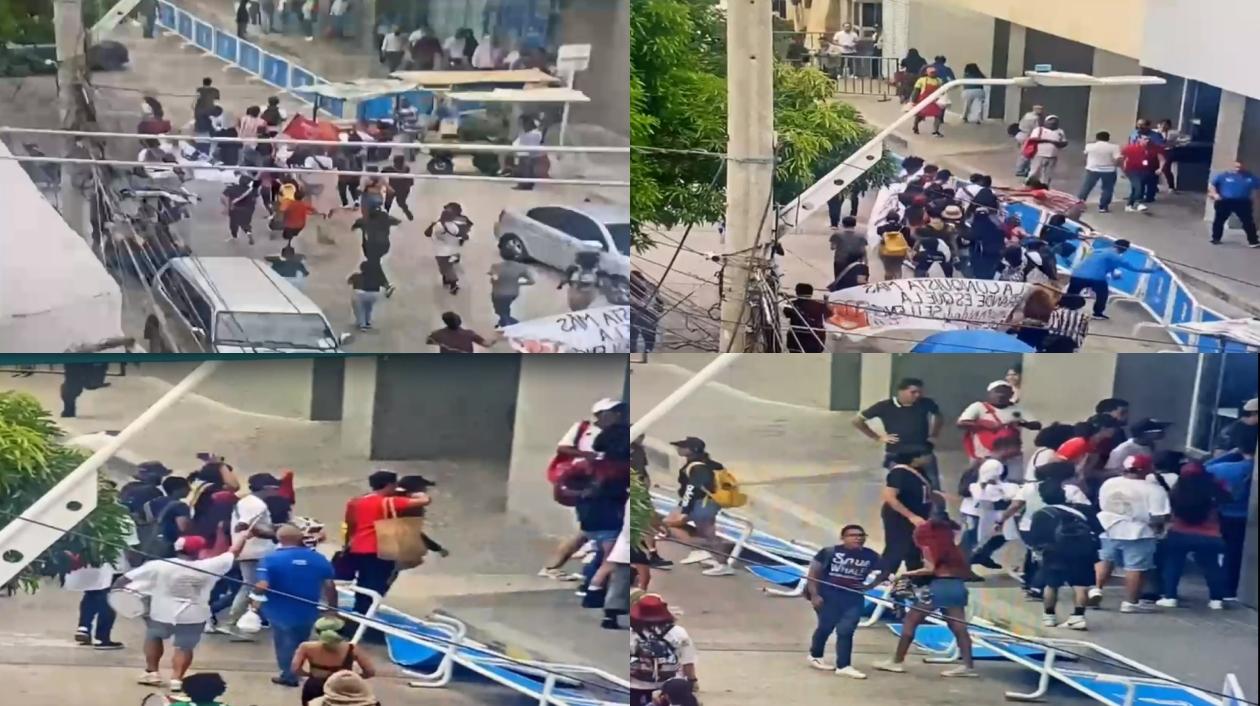 Imágenes de la protesta en la entrada de la Gobernación.