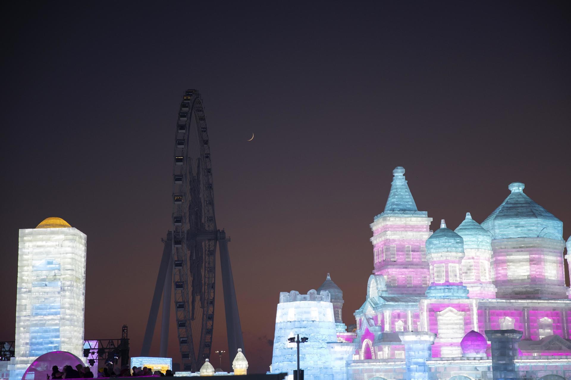 Festival de Hielo y Nieve de Harbin en Harbin, provincia de Heilongjiang, China.