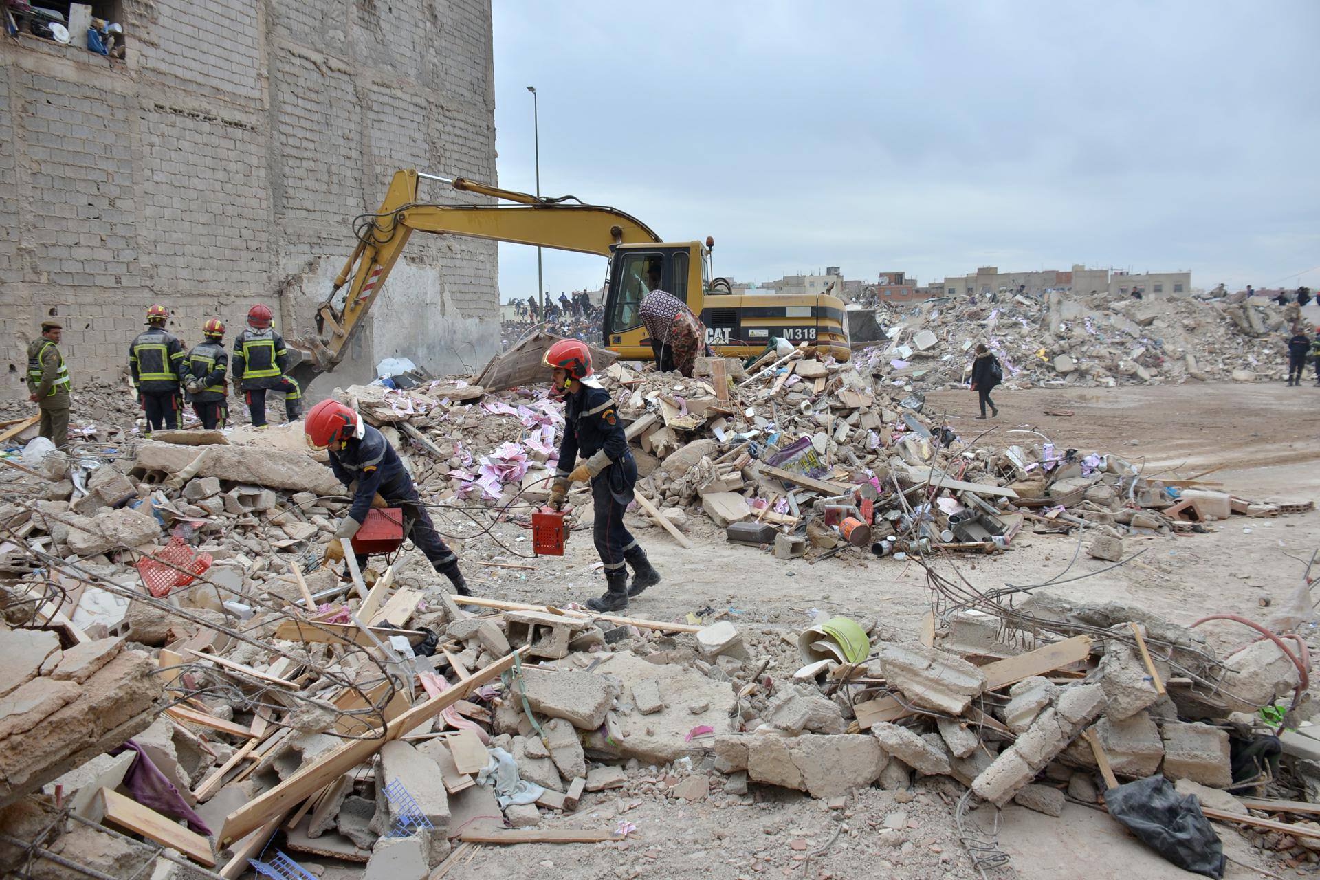 Edificios derrumbados en Marruecos.