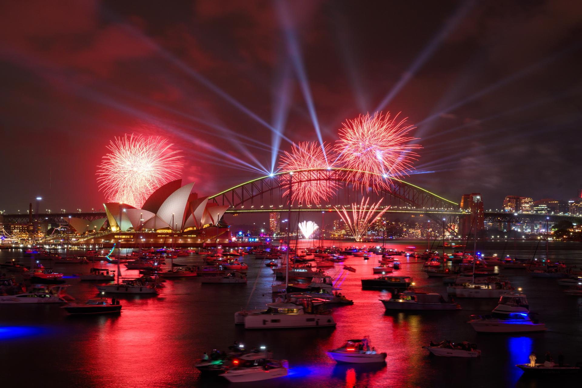Juegos pirotécnicos en Sídney. 