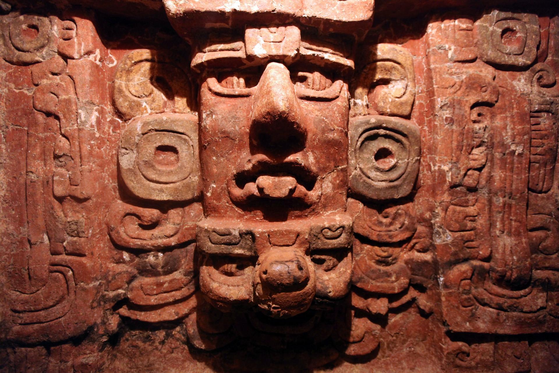Una escultura del Templo Margarita, ubicado en el parque arqueológico de Río Amarillo. 